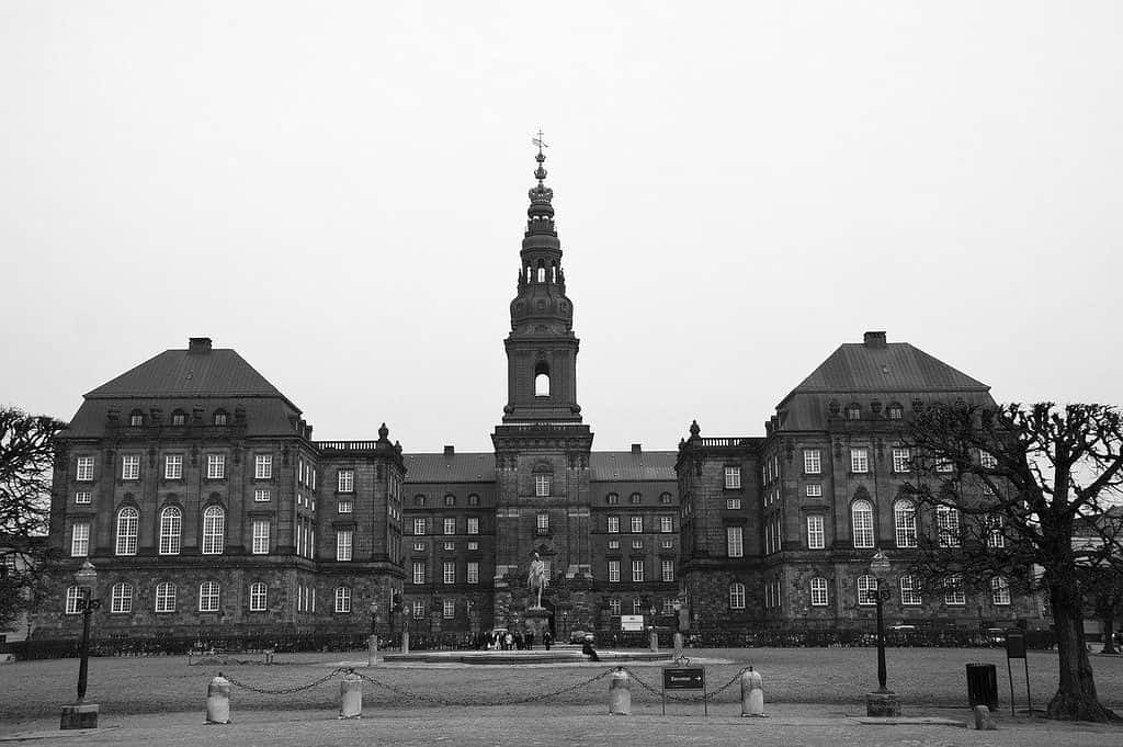 christiansborg, castle, black and white