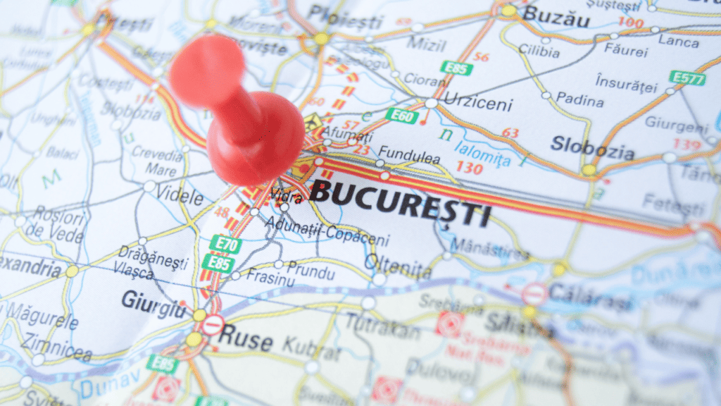 the location of bucharest on an eastern europe map zoomed in
